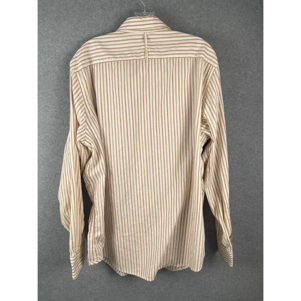 Banana Republic Shirt Men's Size XL Red Brown‎ Striped Organic Cotton